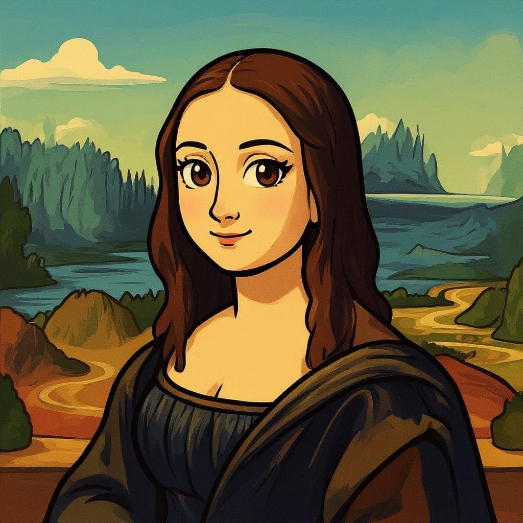 Flux Kontext style transfer example - cartoon version with identity preserved
